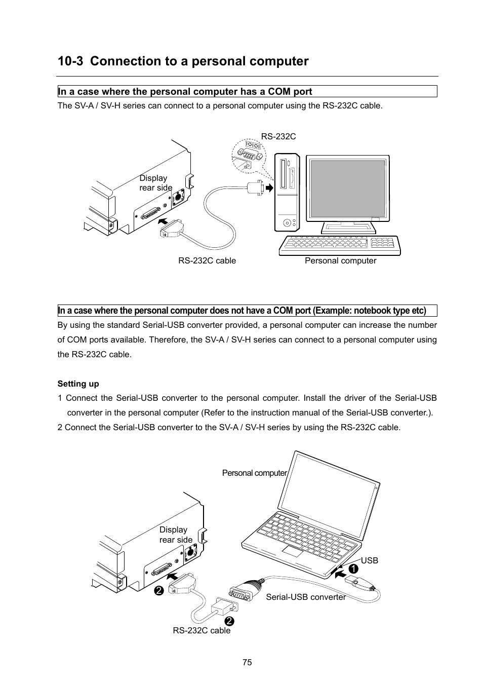 3 connection to a personal computer | A&D Weighing SV-100H User Manual | Page 77 / 102