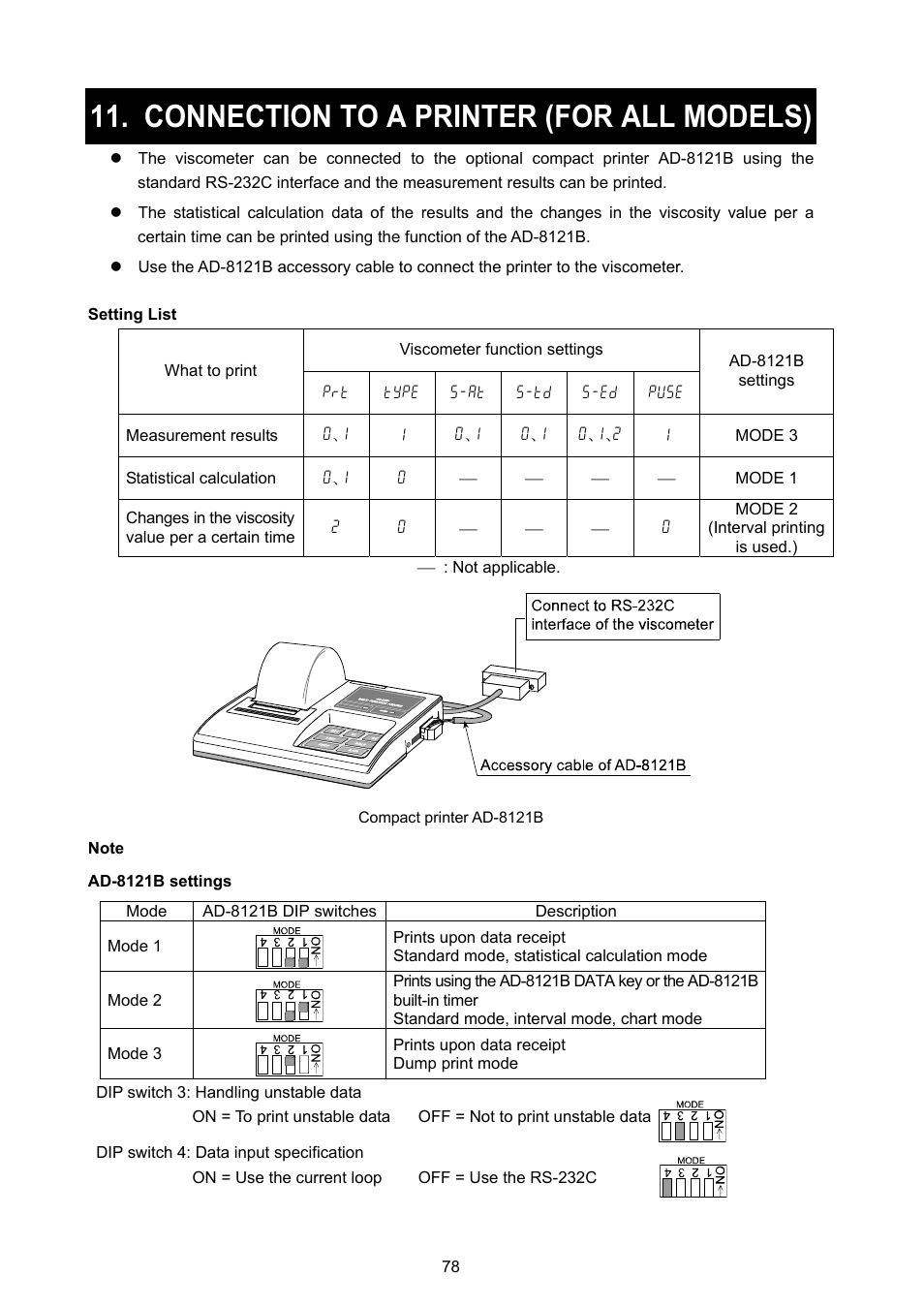 Connection to a printer (for all models) | A&D Weighing SV-100H User Manual | Page 80 / 102
