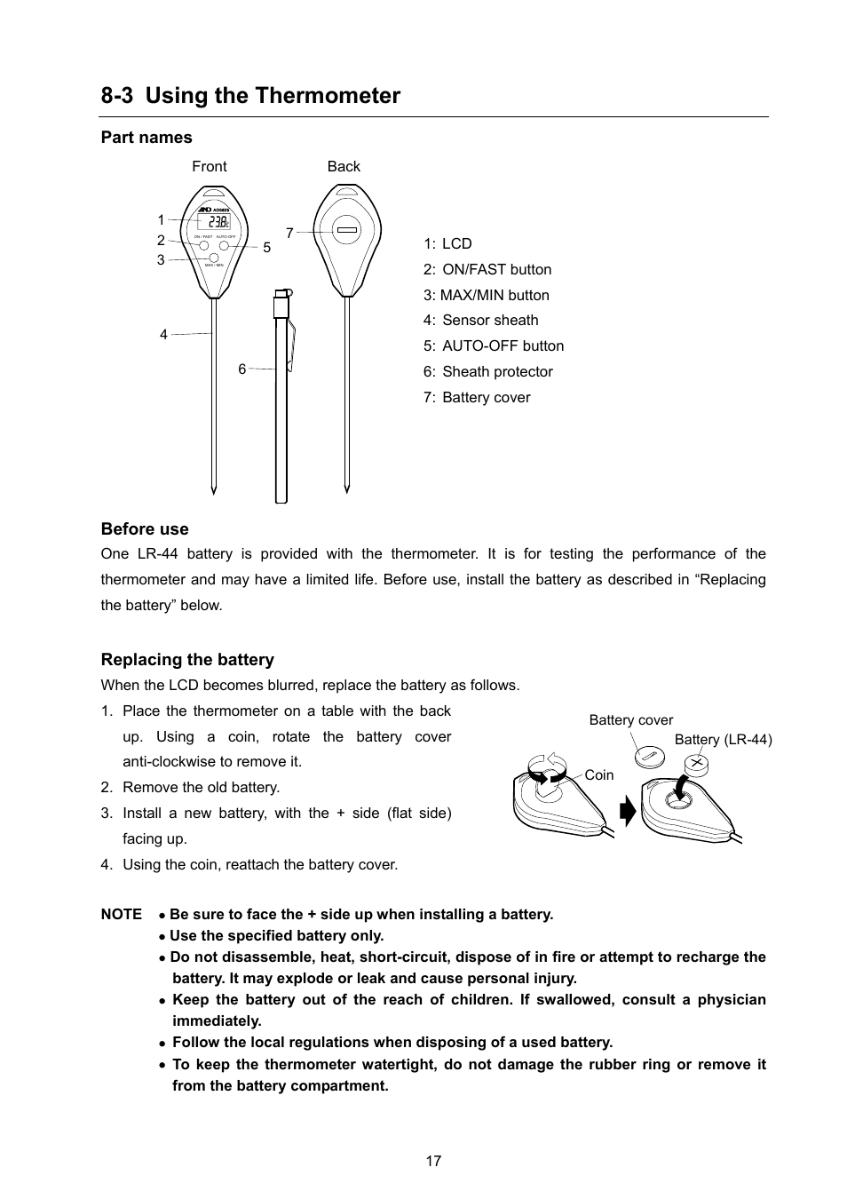 3 using the thermometer | A&D Weighing FX-300i-PT User Manual | Page 19 / 30