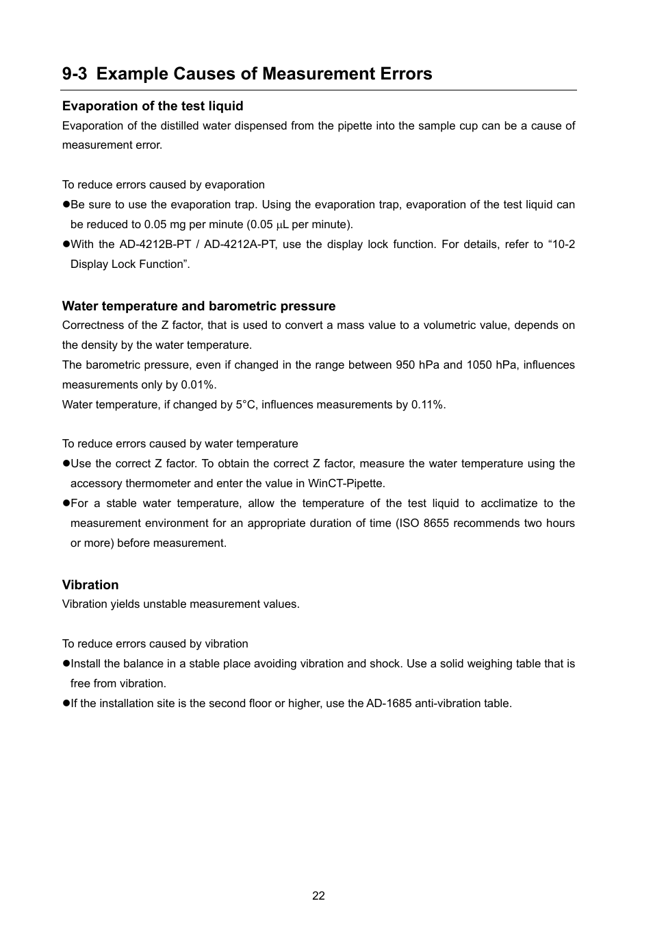 3 example causes of measurement errors | A&D Weighing FX-300i-PT User Manual | Page 24 / 30