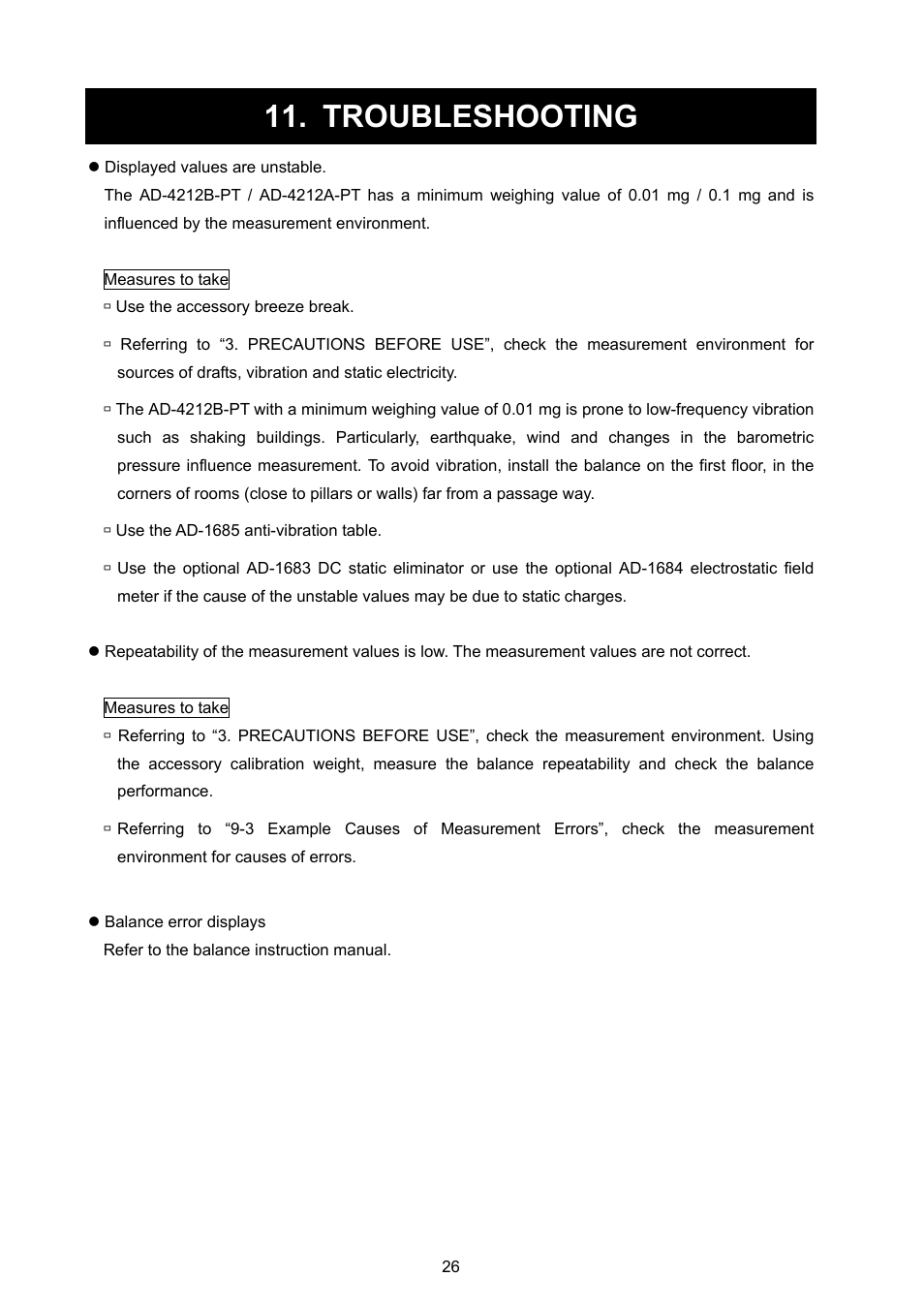 Troubleshooting | A&D Weighing FX-300i-PT User Manual | Page 28 / 30