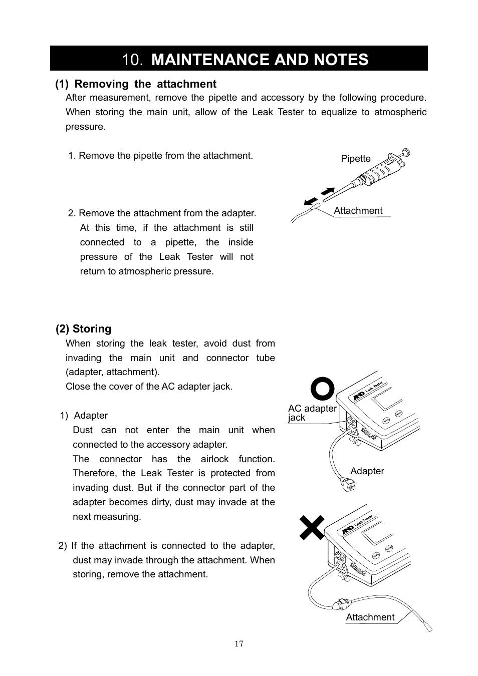 1) removing the attachment, 2) storing | A&D Weighing AD-1690 User Manual | Page 19 / 25