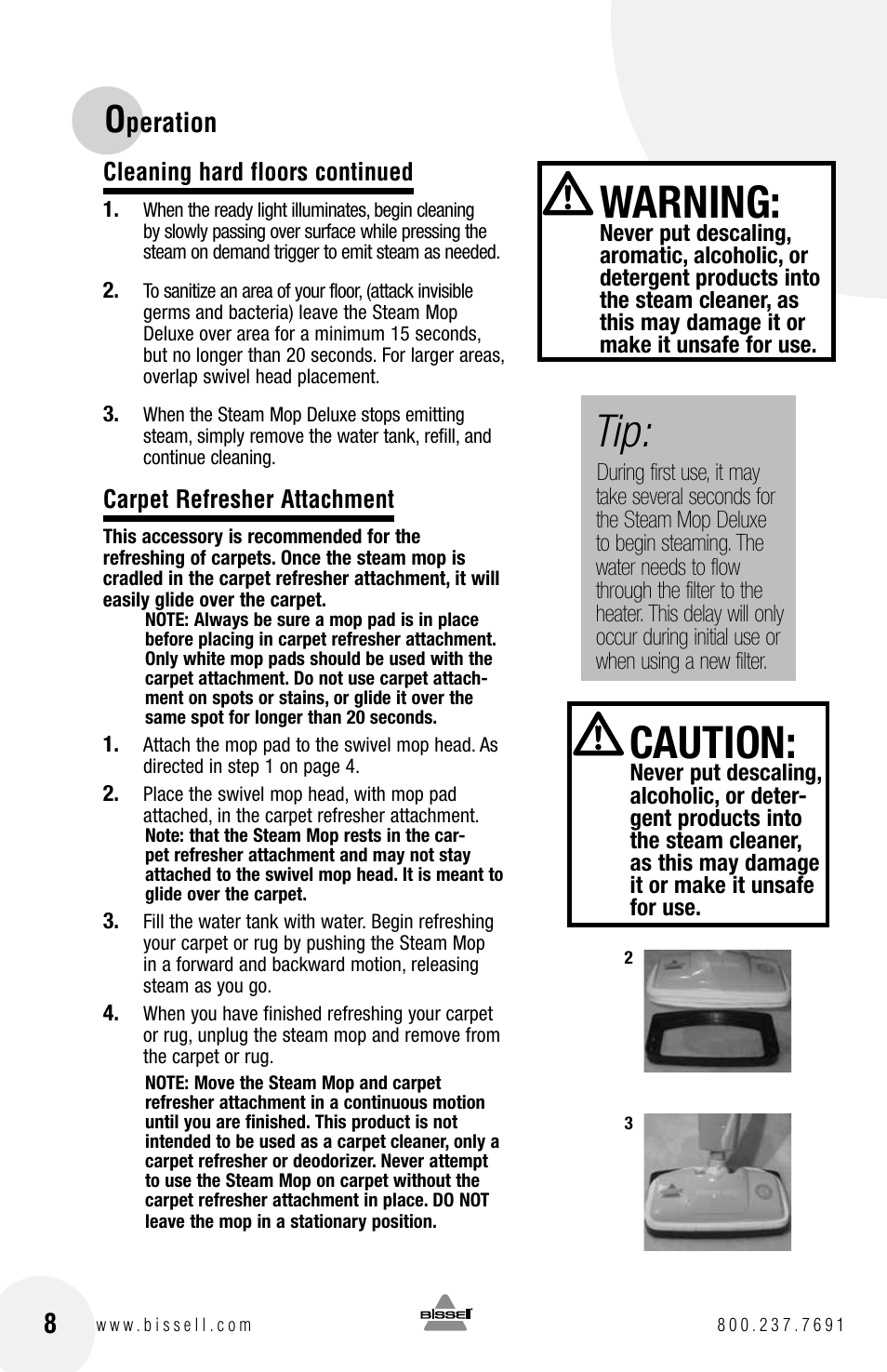 Warning, Caution, Peration | Bissell 31N1 User Manual | Page 8 / 12