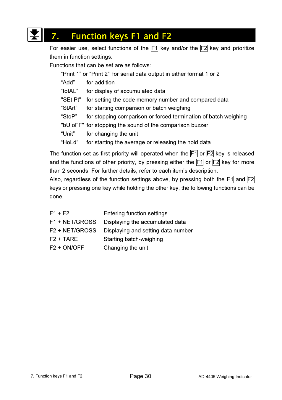 A&D Weighing AD-4406 User Manual | Page 32 / 62