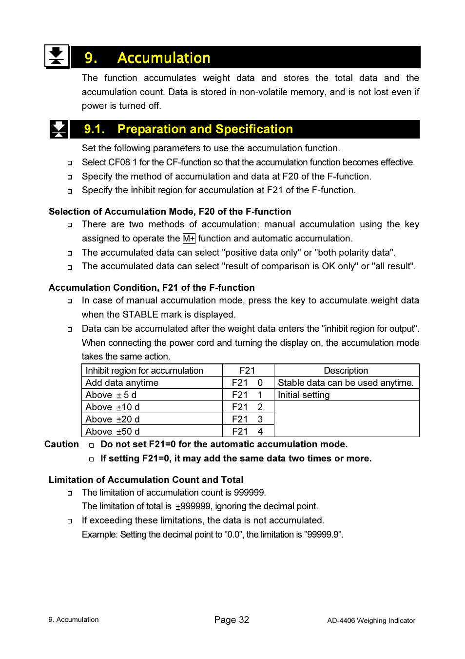 Preparation and specification | A&D Weighing AD-4406 User Manual | Page 34 / 62