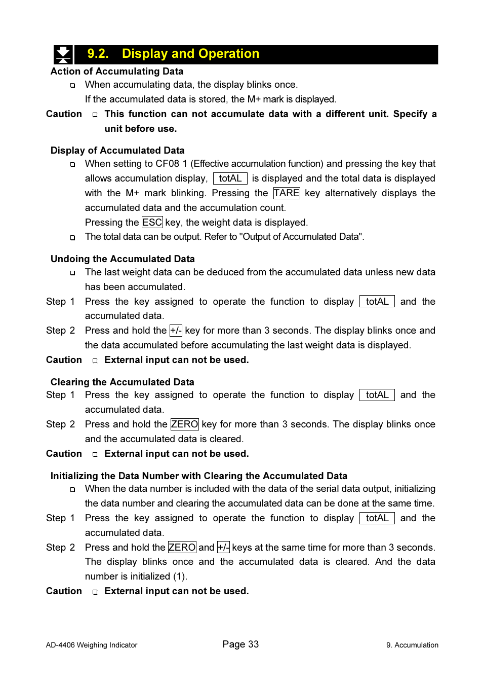 Display and operation | A&D Weighing AD-4406 User Manual | Page 35 / 62