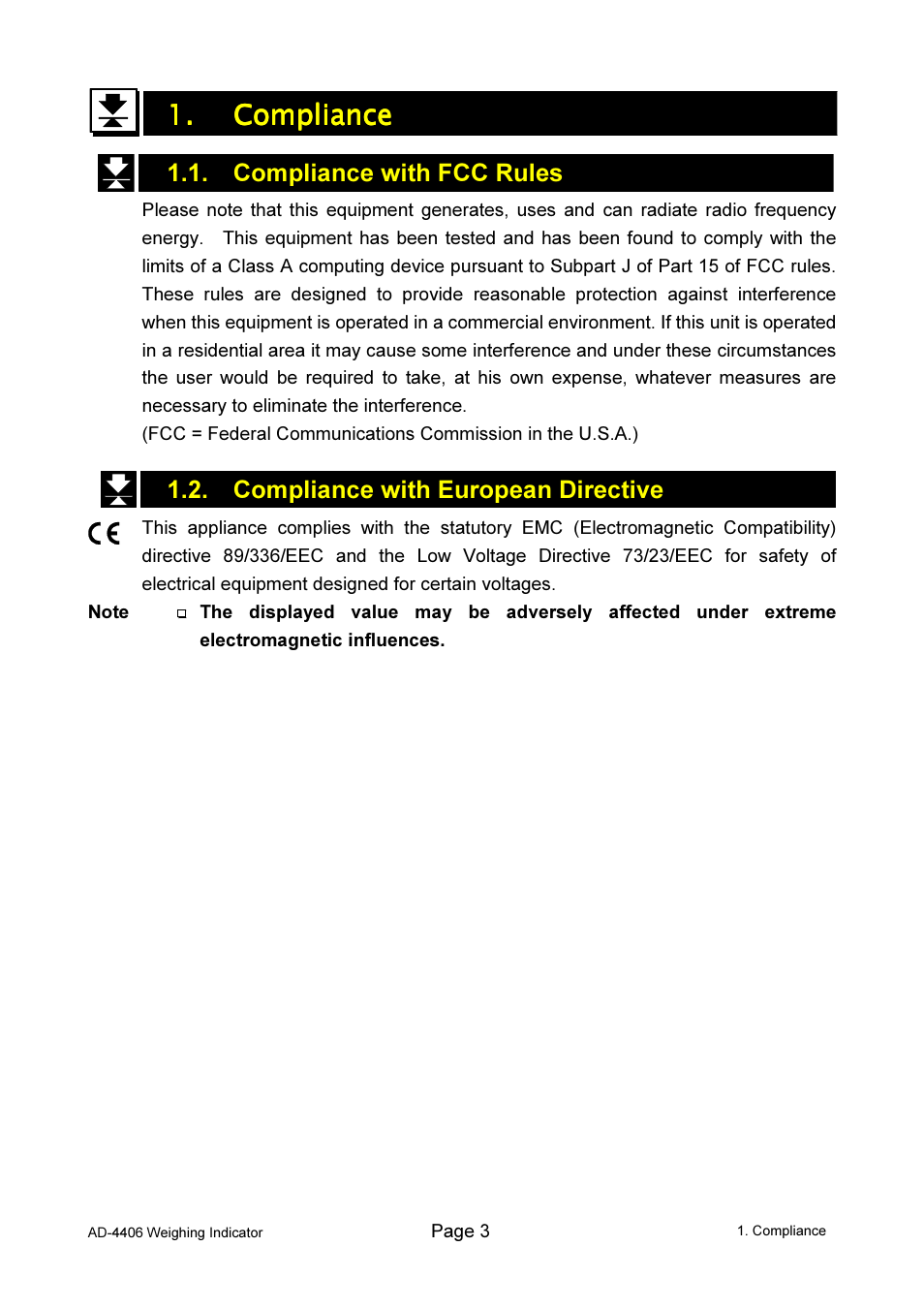 Compliance compliance compliance compliance | A&D Weighing AD-4406 User Manual | Page 5 / 62