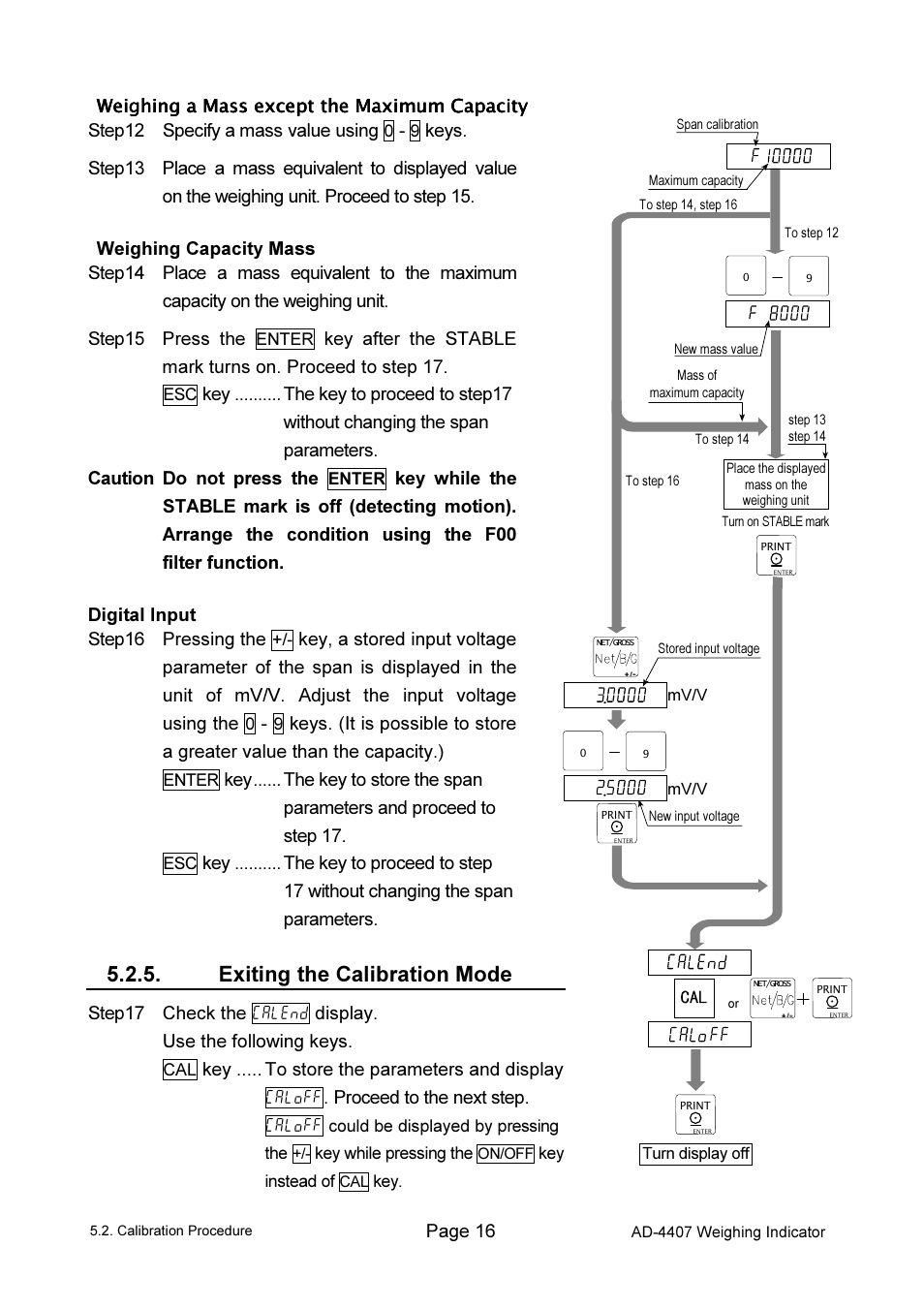 Exiting the calibration mode | A&D Weighing AD-4407 User Manual | Page 18 / 66