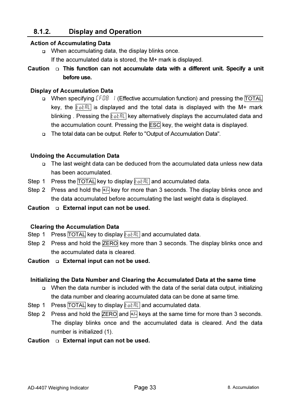 Display and operation | A&D Weighing AD-4407 User Manual | Page 35 / 66