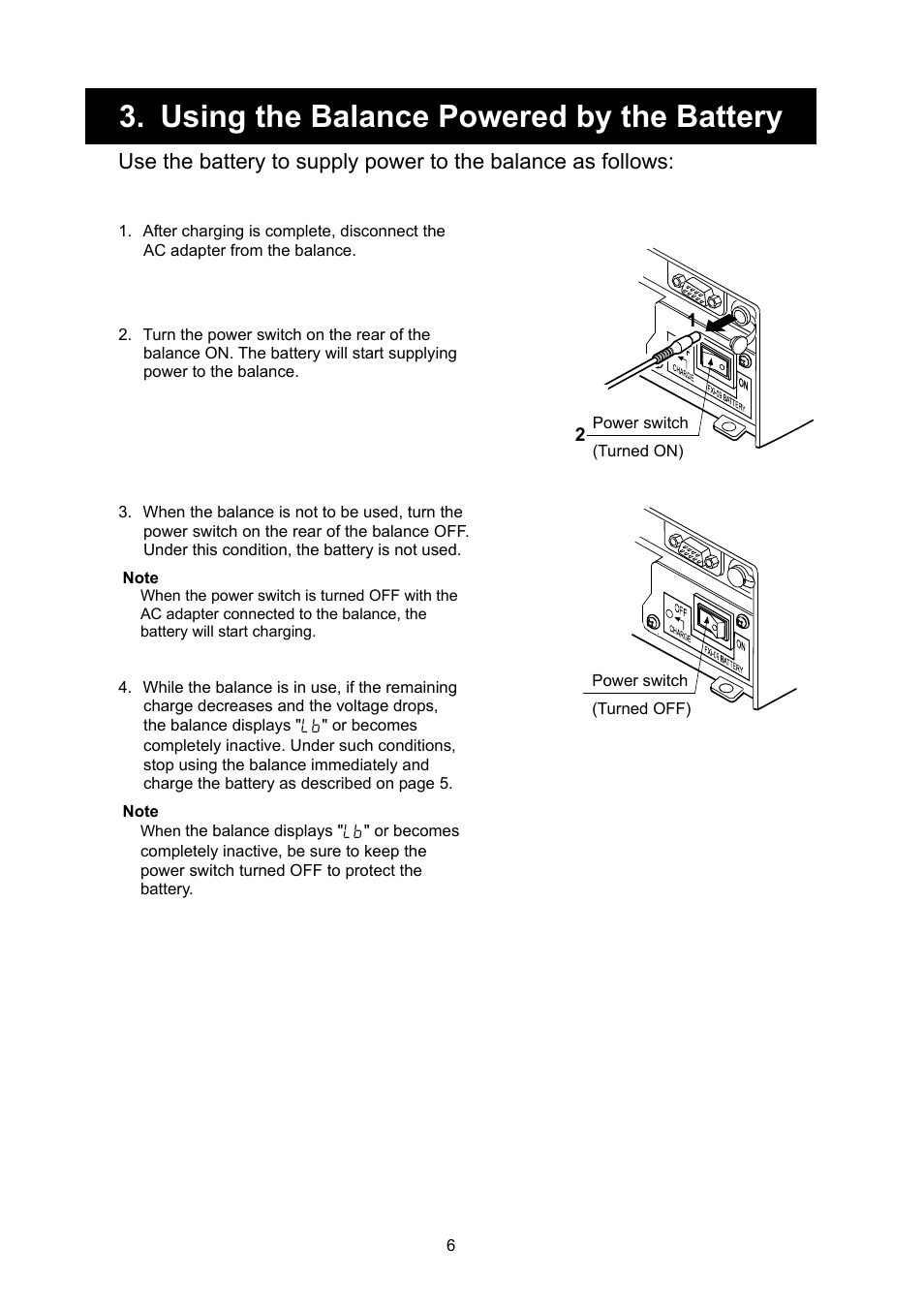 Using the balance powered by the battery | A&D Weighing FXi-09 User Manual | Page 8 / 10