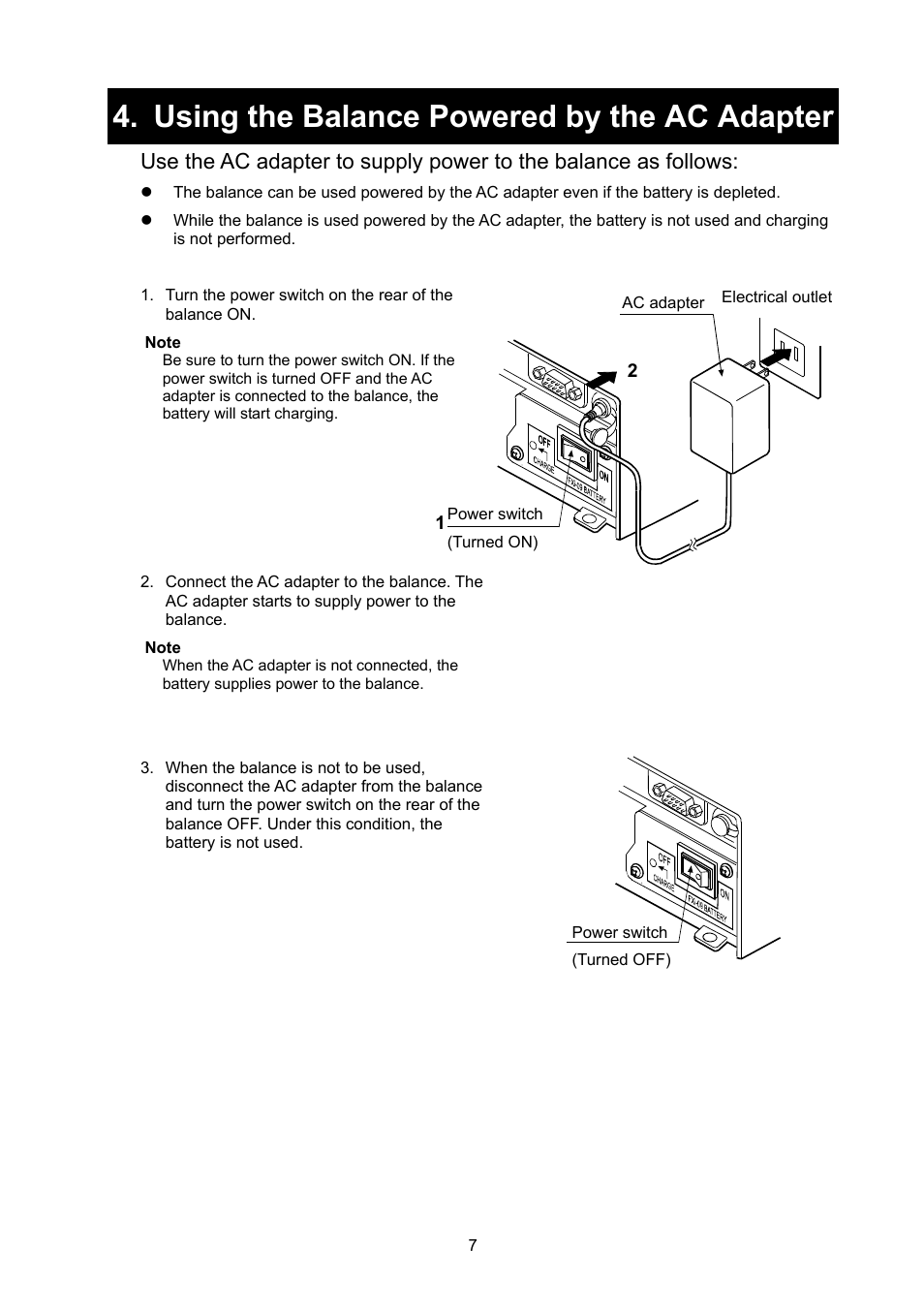 Using the balance powered by the ac adapter | A&D Weighing FXi-09 User Manual | Page 9 / 10