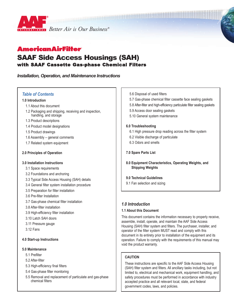 AAF International SAH User Manual | 20 pages