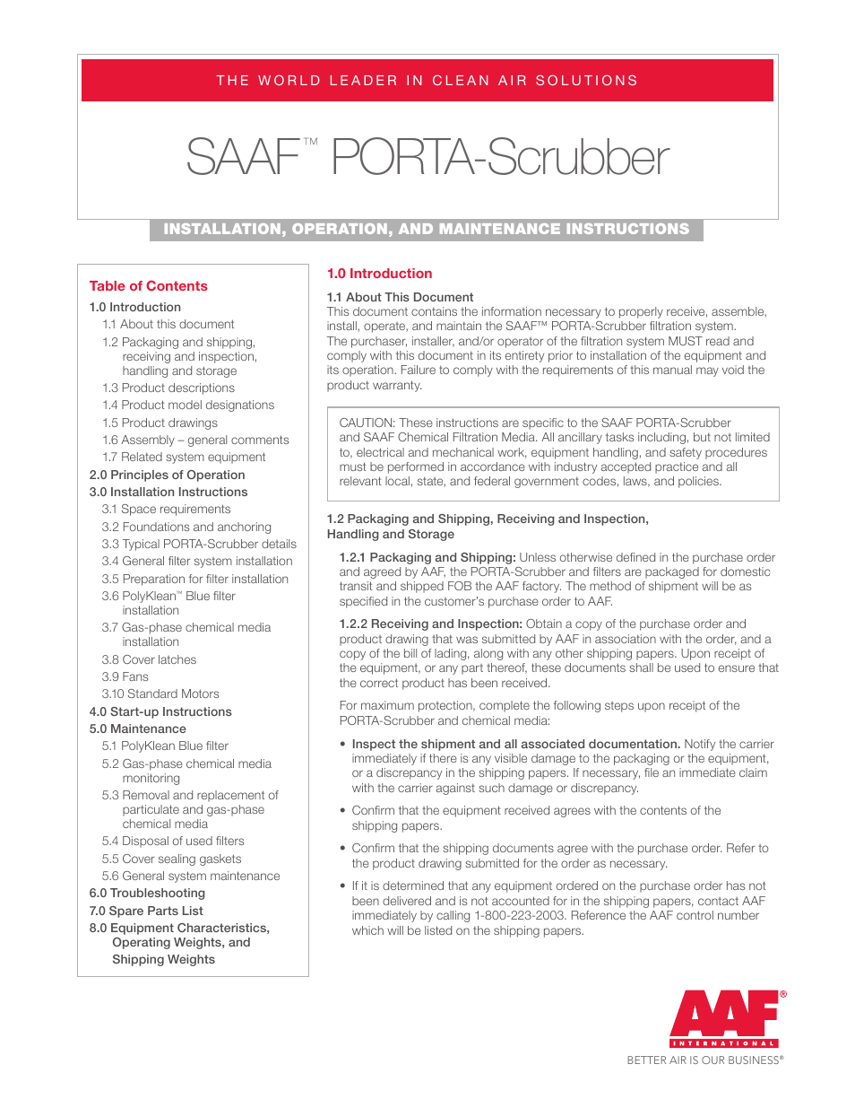 AAF International PORTA Scrubber User Manual | 8 pages