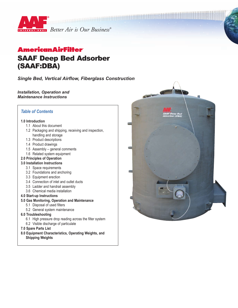 AAF International SAAF:DBA User Manual | 8 pages