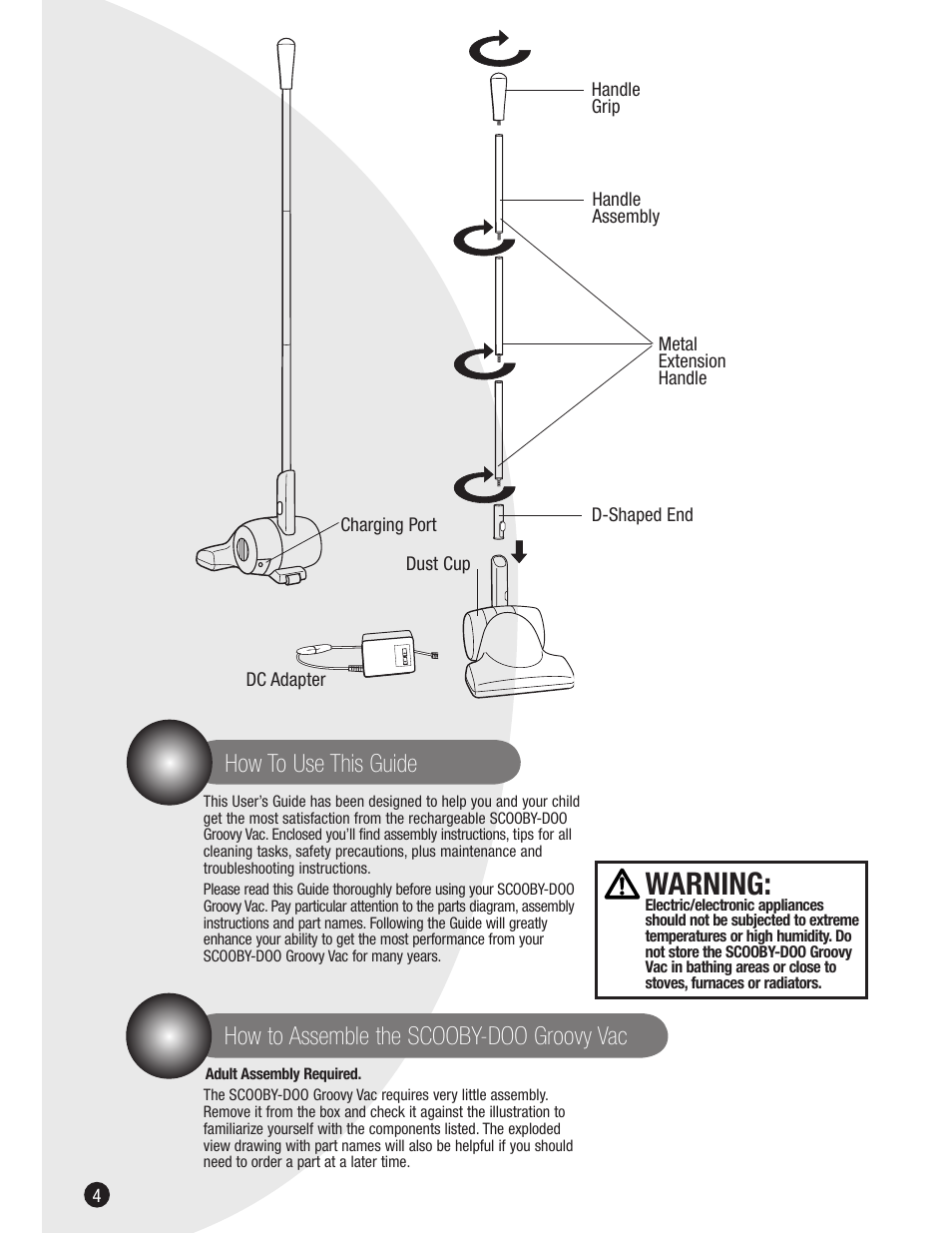 Warning | Bissell 3601 User Manual | Page 4 / 8