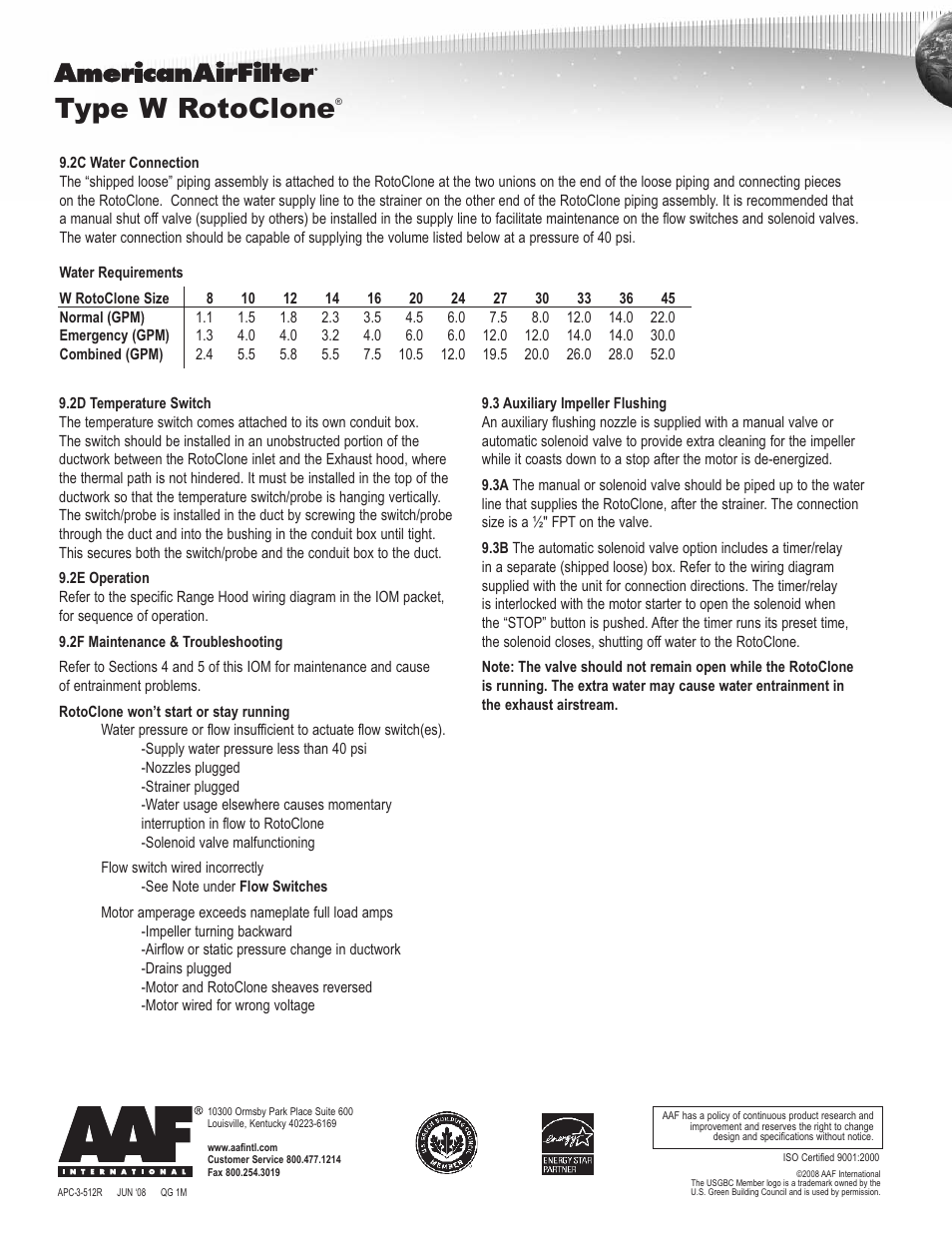 Type w rotoclone | AAF International Type W RotoClone User Manual | Page 16 / 16