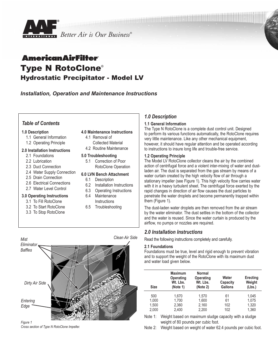 AAF International Type LVN RotoClone User Manual | 4 pages