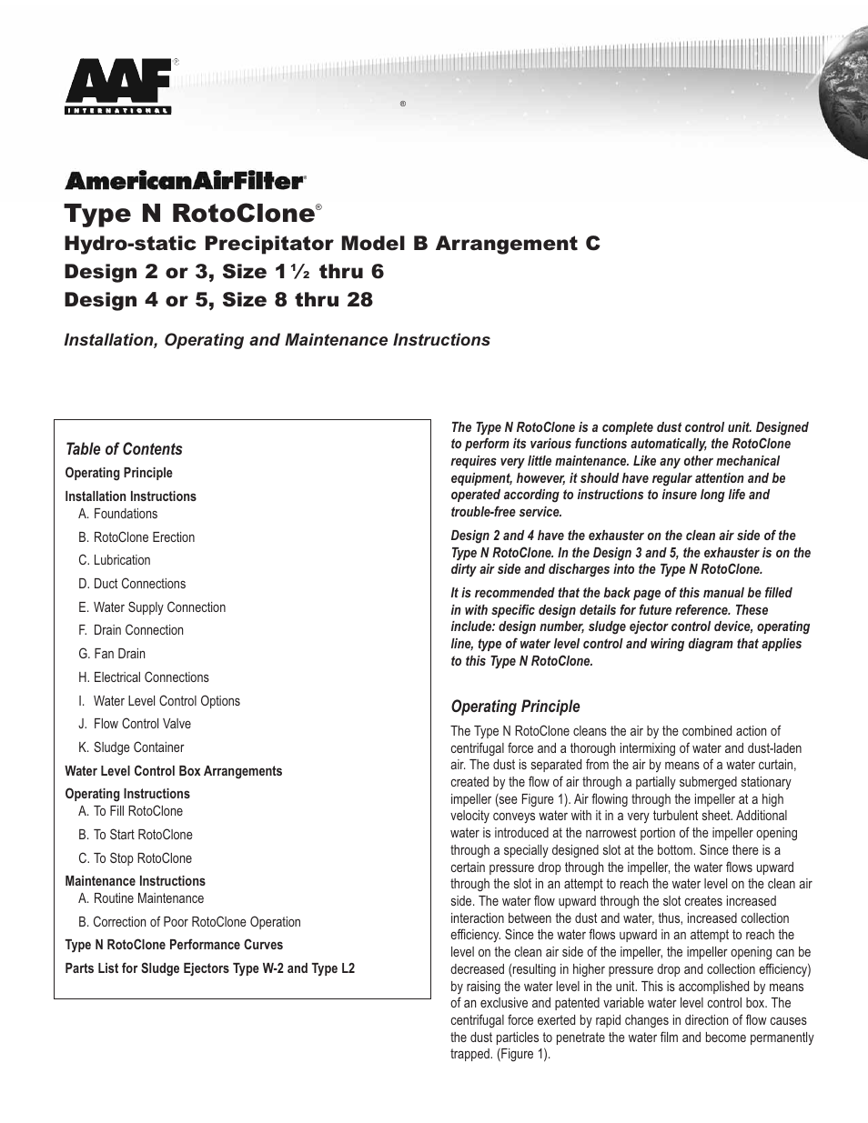 AAF International Type N RotoClone User Manual | 16 pages