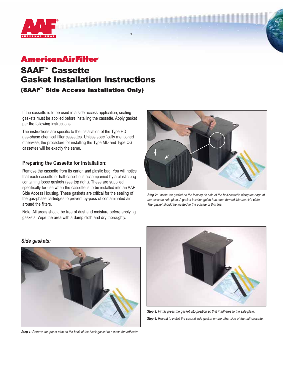 AAF International SAAF Cassette User Manual | 2 pages