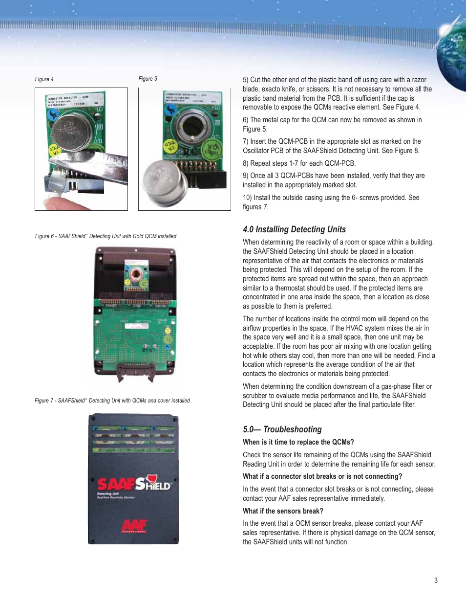 0 installing detecting units, 0— troubleshooting | AAF International Shield Detecting Unit User Manual | Page 3 / 4