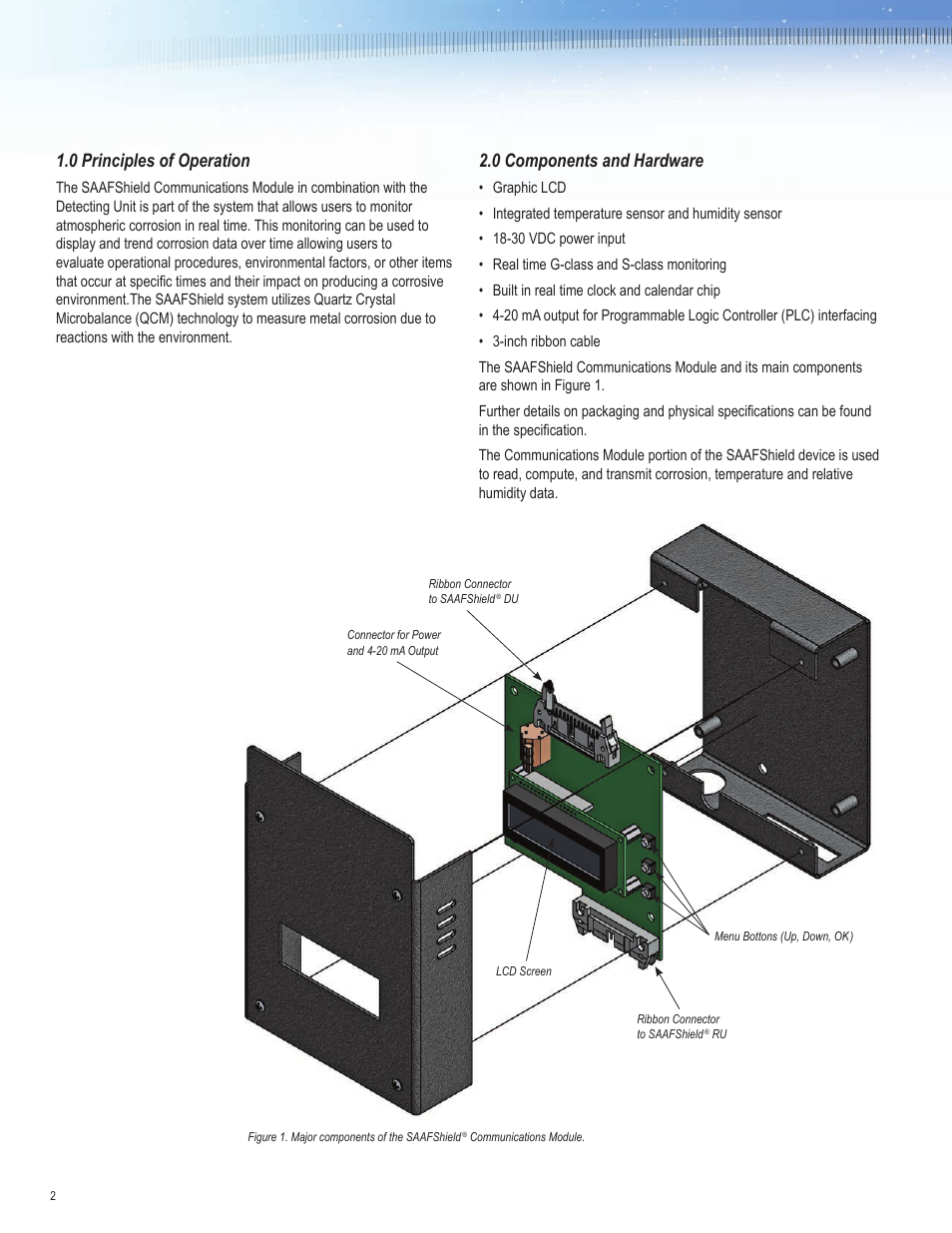 0 components and hardware, 0 principles of operation | AAF International Shield Communications Module User Manual | Page 2 / 8