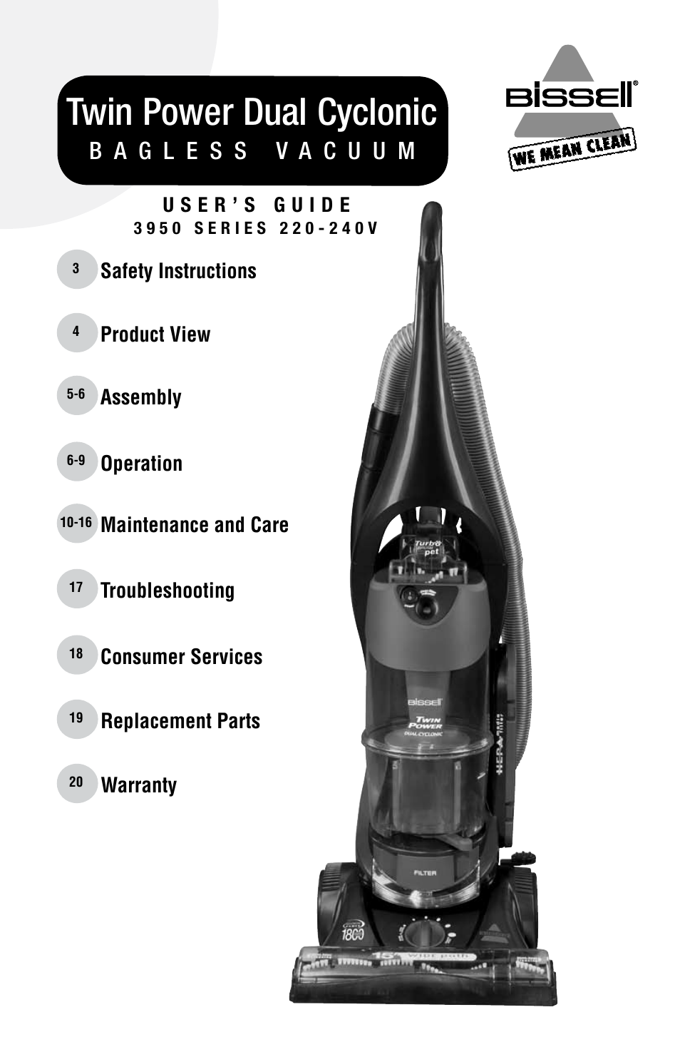 Bissell 3 9 5 0 User Manual | 20 pages