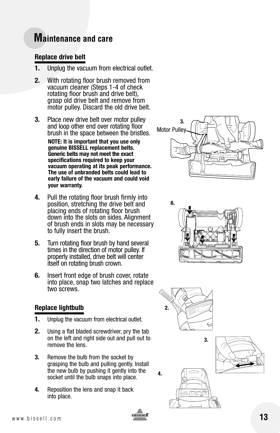Aintenance and care | Bissell 3 9 5 0 User Manual | Page 13 / 20