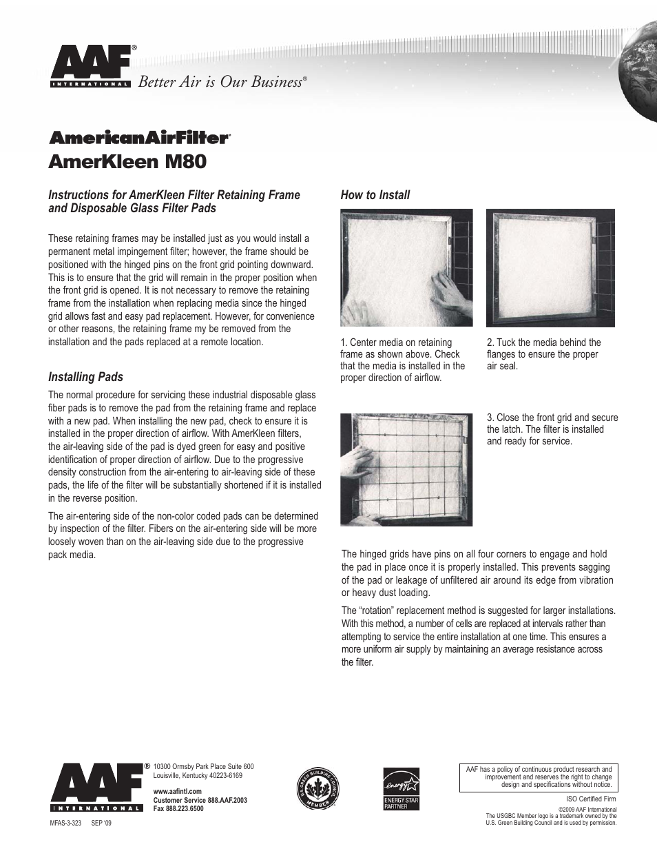 AAF International AmerKleen M-80 Filter User Manual | 1 page