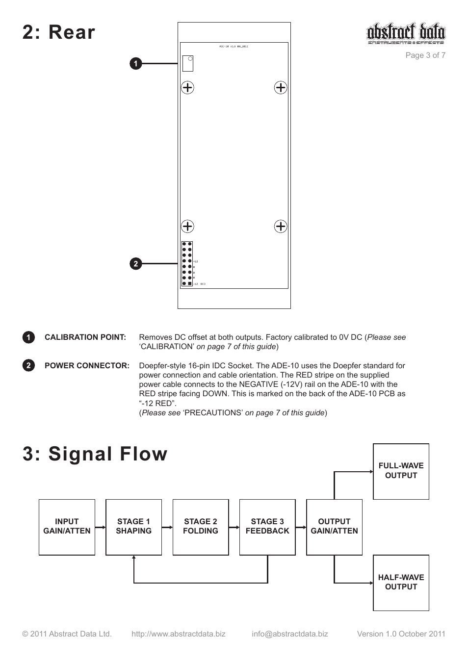 Rear 3: signal flow | Abstract Data ADE-10 User Manual | Page 3 / 7