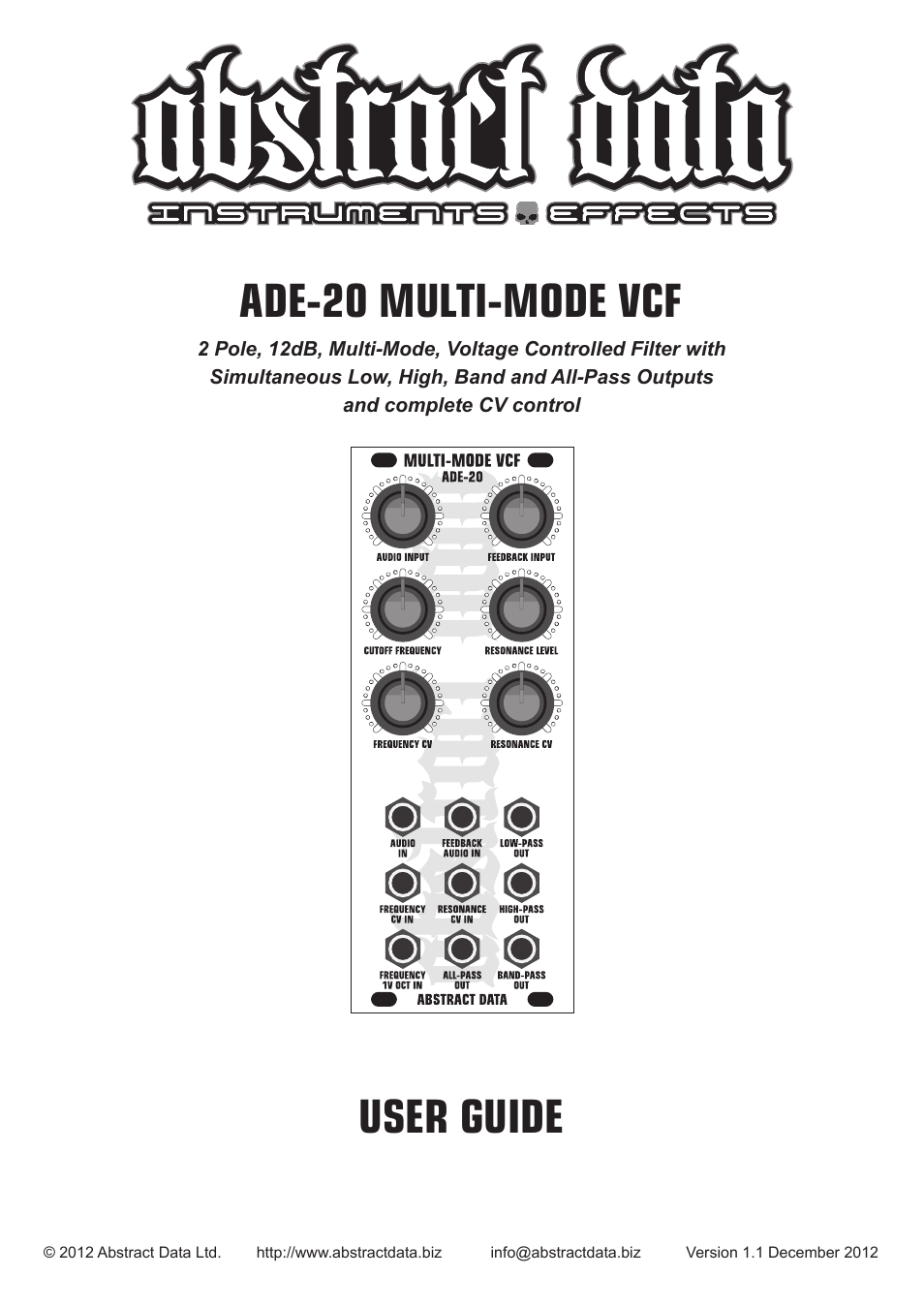 Abstract Data ADE-20 User Manual | 4 pages