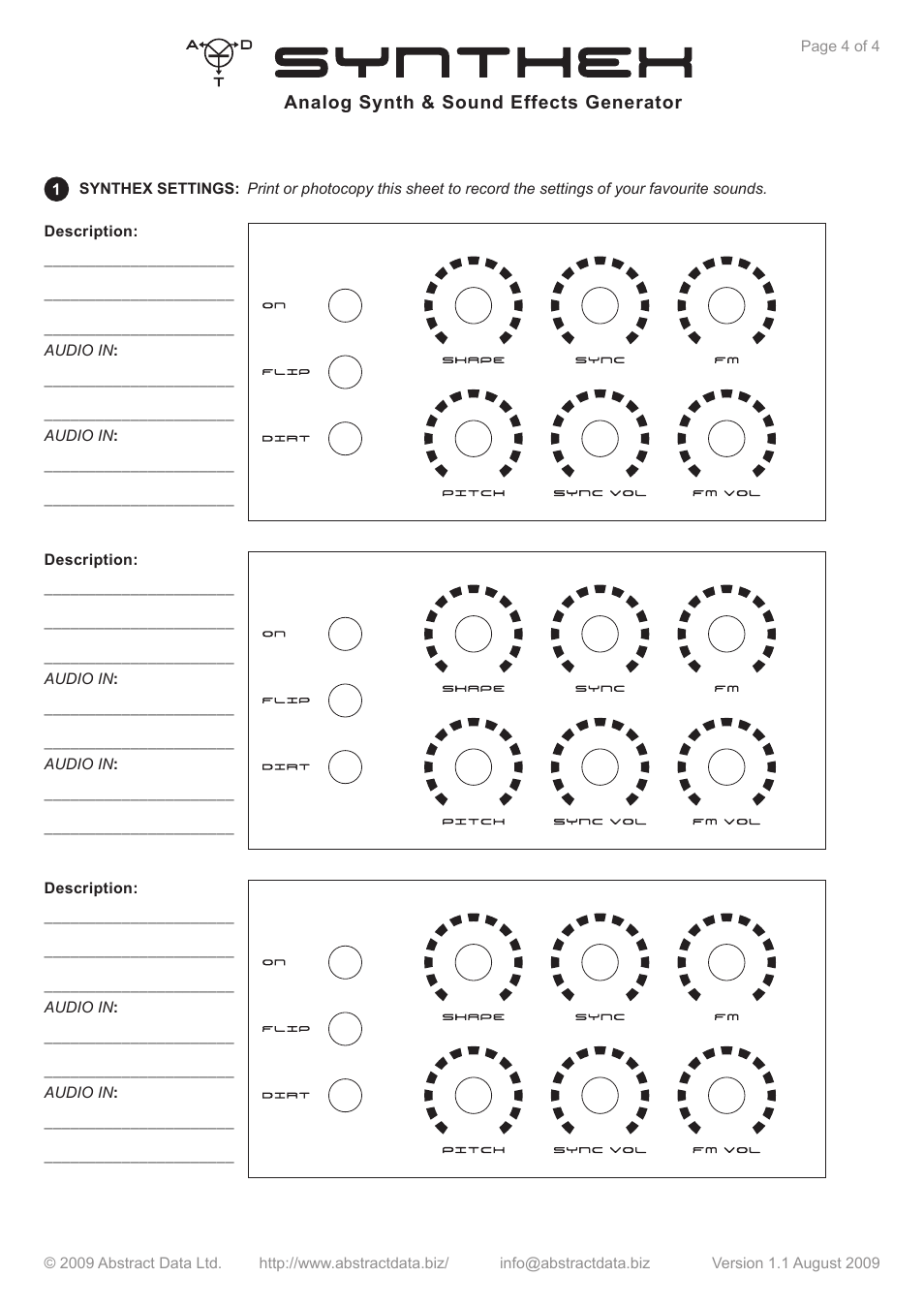Abstract Data Synthex User Manual | Page 5 / 5