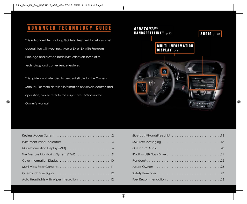 Acura 2015 ILX - Advanced Technology Guide (Premium) User Manual | Page 2 / 13