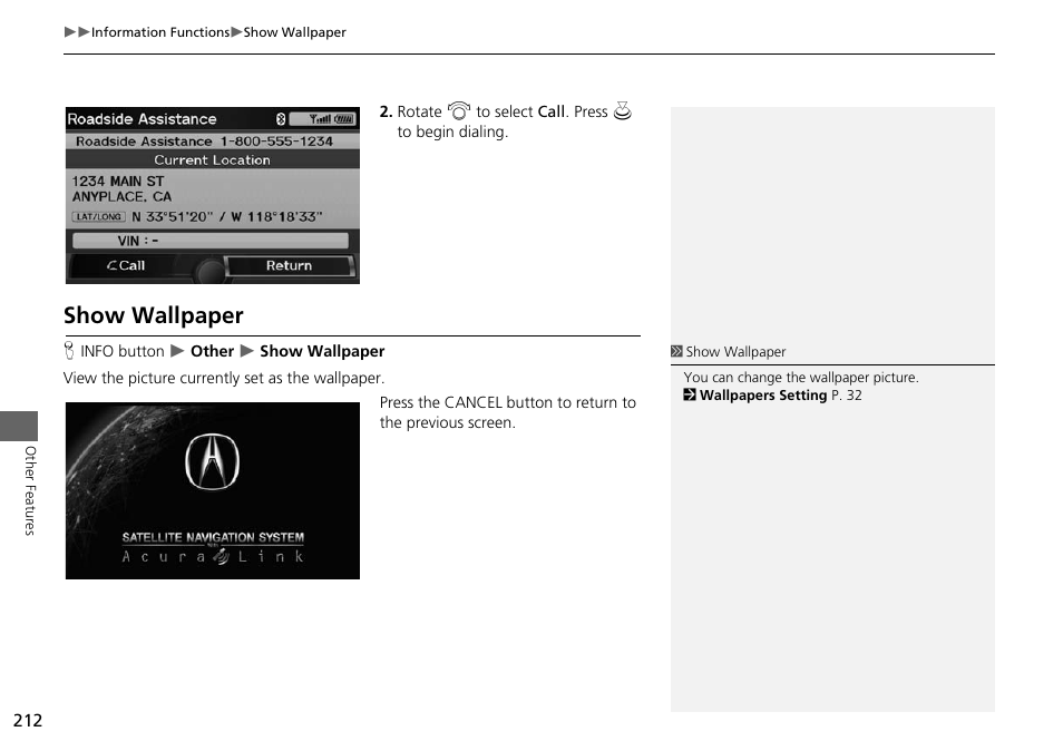 Show wallpaper | Acura 2015 ILX - Navigation Manual User Manual | Page 213 / 258