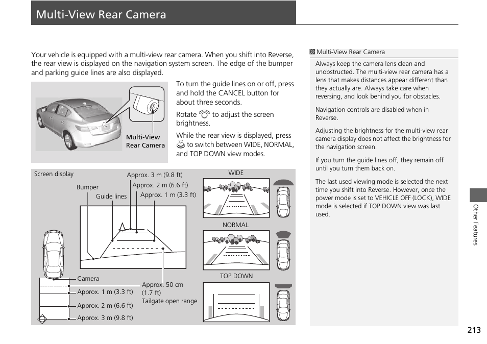 Multi-view rear camera 213, Multi-view rear camera, P213) | Acura 2015 ILX - Navigation Manual User Manual | Page 214 / 258