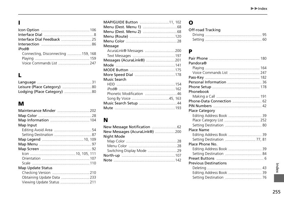 Acura 2015 ILX - Navigation Manual User Manual | Page 256 / 258