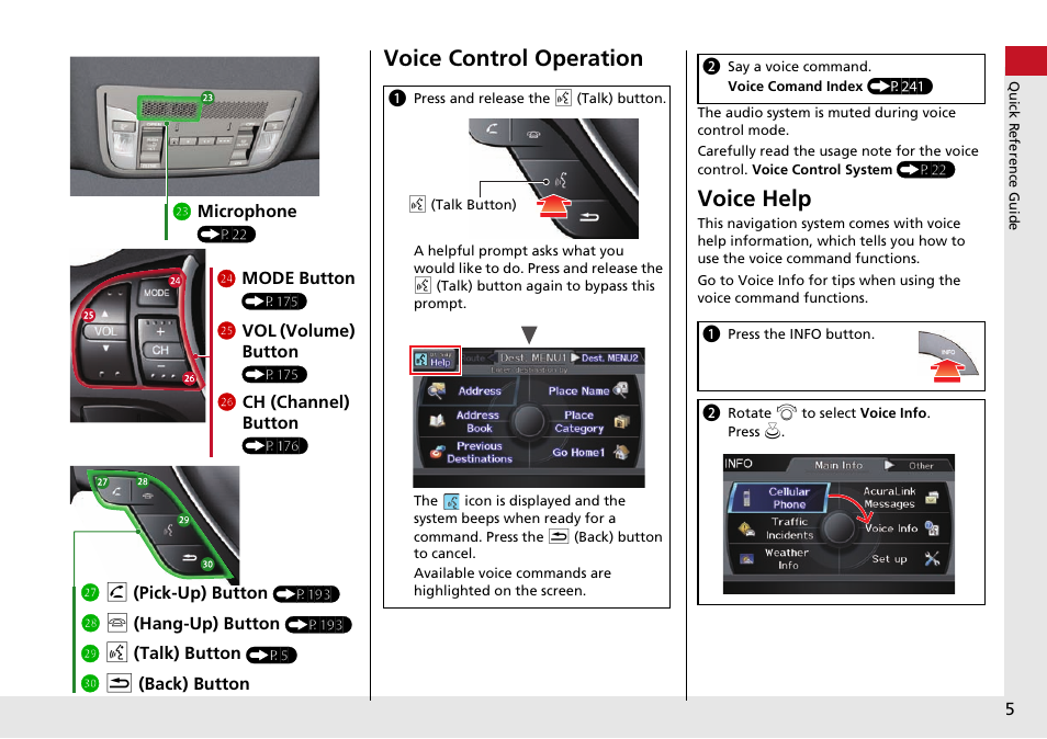 Voice control operation, Voice help | Acura 2015 ILX - Navigation Manual User Manual | Page 6 / 258