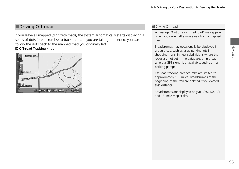 P95), Driving off-road | Acura 2015 ILX - Navigation Manual User Manual | Page 96 / 258