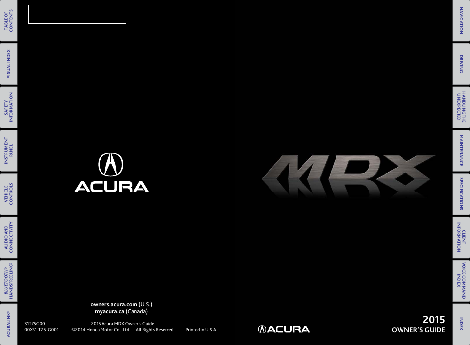 Acura 2015 MDX - Owner's Guide (Without Software Update) Ver. ST02 User Manual | 79 pages
