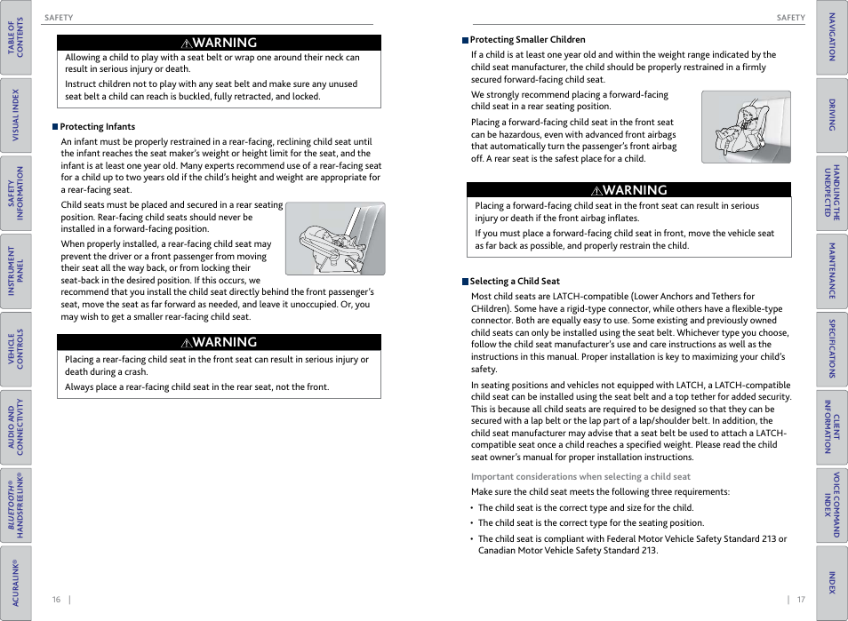 Warning | Acura 2015 MDX - Owner's Guide (Without Software Update) Ver. ST02 User Manual | Page 12 / 79