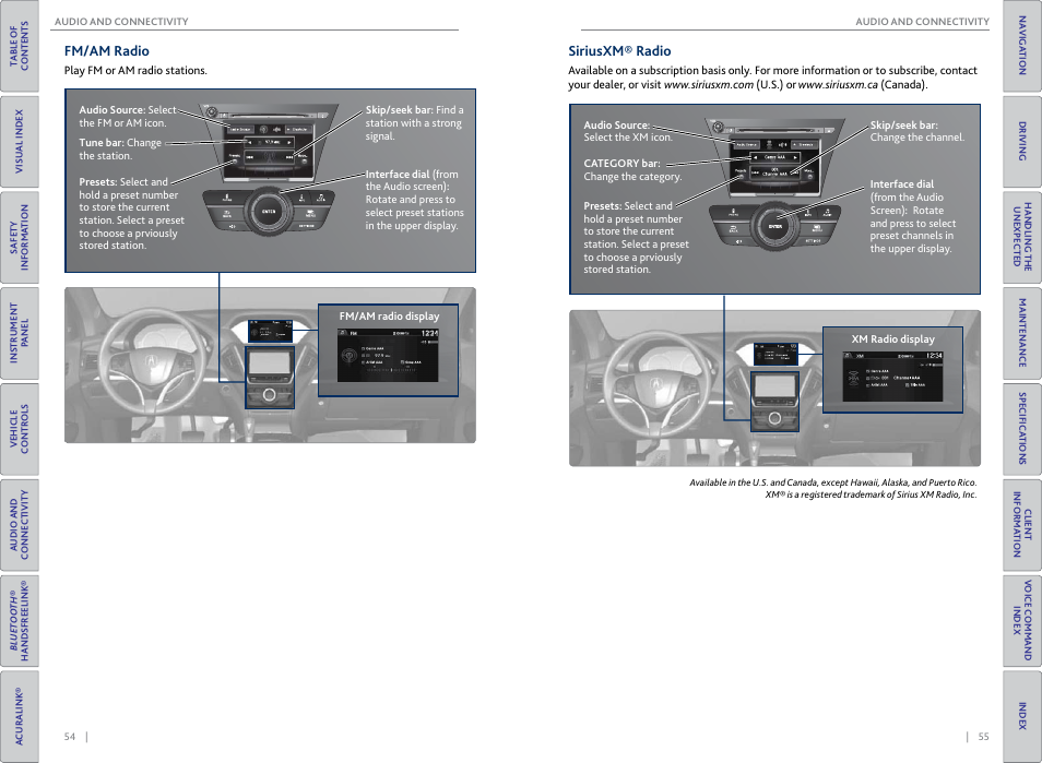 Fm/am radio, Siriusxm® radio, Fm/am radio siriusxm® radio | Acura 2015 MDX - Owner's Guide (Without Software Update) Ver. ST02 User Manual | Page 31 / 79