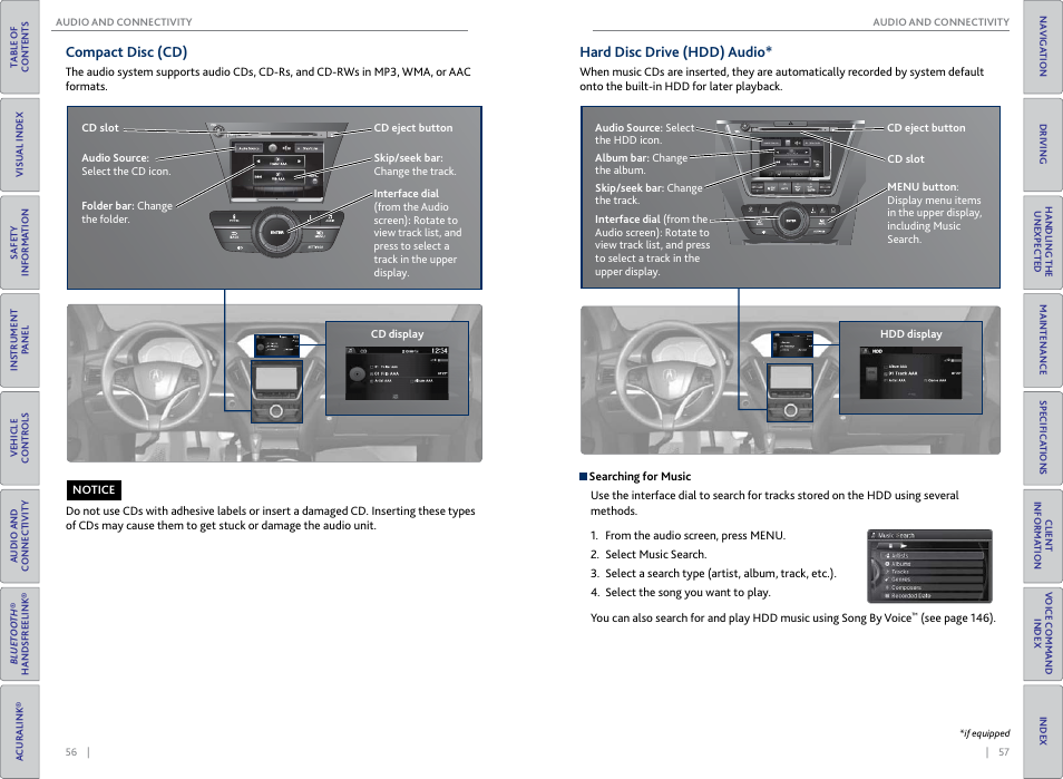 Compact disc (cd), Hard disc drive (hdd) audio, Compact disc hard disc drive (hdd) audio | Acura 2015 MDX - Owner's Guide (Without Software Update) Ver. ST02 User Manual | Page 32 / 79