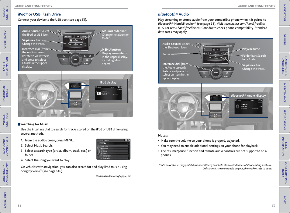 Ipod® or usb flash drive, Bluetooth® audio, Ipod® or usb flash drive bluetooth ® audio | Acura 2015 MDX - Owner's Guide (Without Software Update) Ver. ST02 User Manual | Page 33 / 79