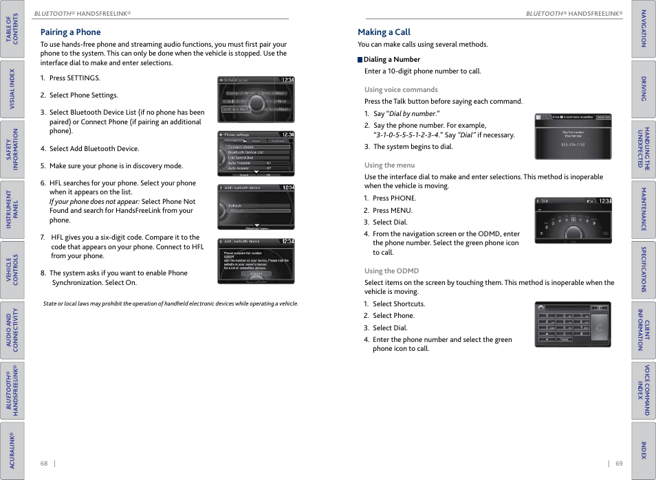 Pairing a phone, Making a call, Pairing a phone making a call | Acura 2015 MDX - Owner's Guide (Without Software Update) Ver. ST02 User Manual | Page 38 / 79
