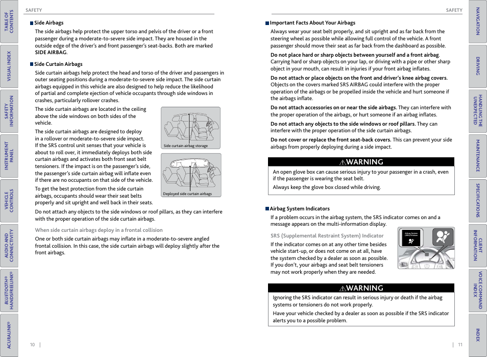 Warning | Acura 2015 MDX - Owner's Guide (Without Software Update) Ver. ST02 User Manual | Page 9 / 79