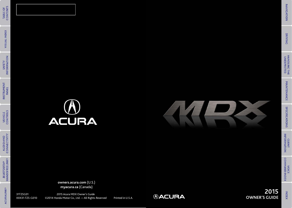 Acura 2015 MDX - Owner's Guide (With Software Update) Ver. ST03 User Manual | 79 pages