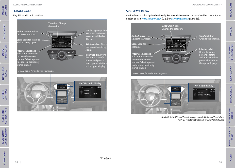 Fm/am radio, Siriusxm® radio, Fm/am radio siriusxm® radio | Acura 2015 MDX - Owner's Guide (With Software Update) Ver. ST03 User Manual | Page 31 / 79