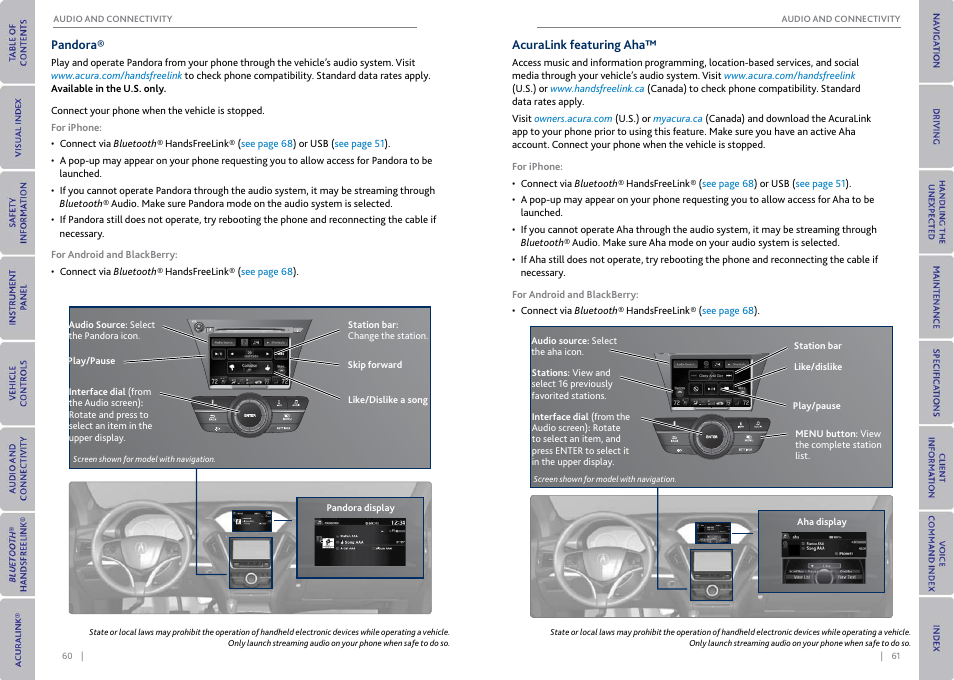 Pandora, Acuralink featuring aha, Pandora® acuralink featuring aha | Acura 2015 MDX - Owner's Guide (With Software Update) Ver. ST03 User Manual | Page 34 / 79