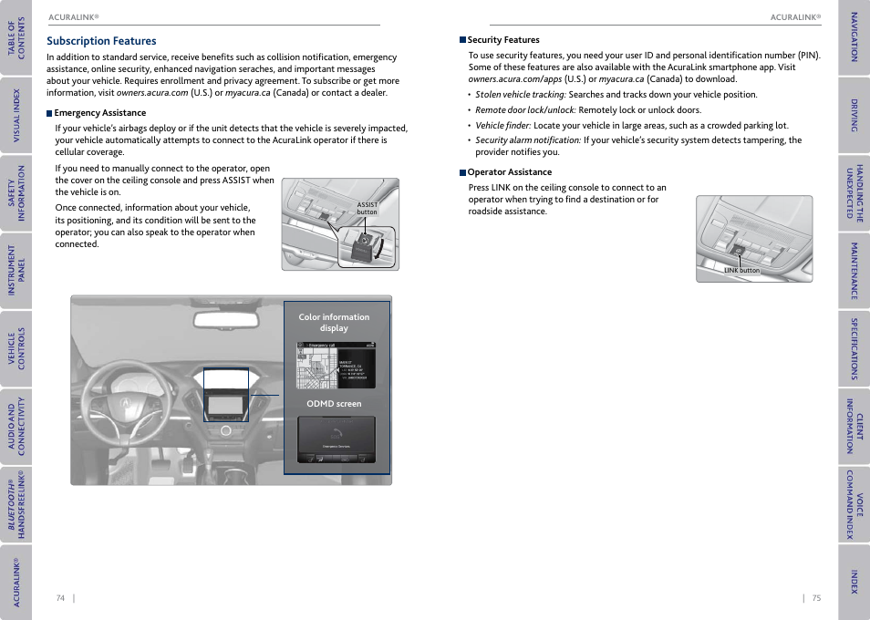 Subscription features | Acura 2015 MDX - Owner's Guide (With Software Update) Ver. ST03 User Manual | Page 41 / 79