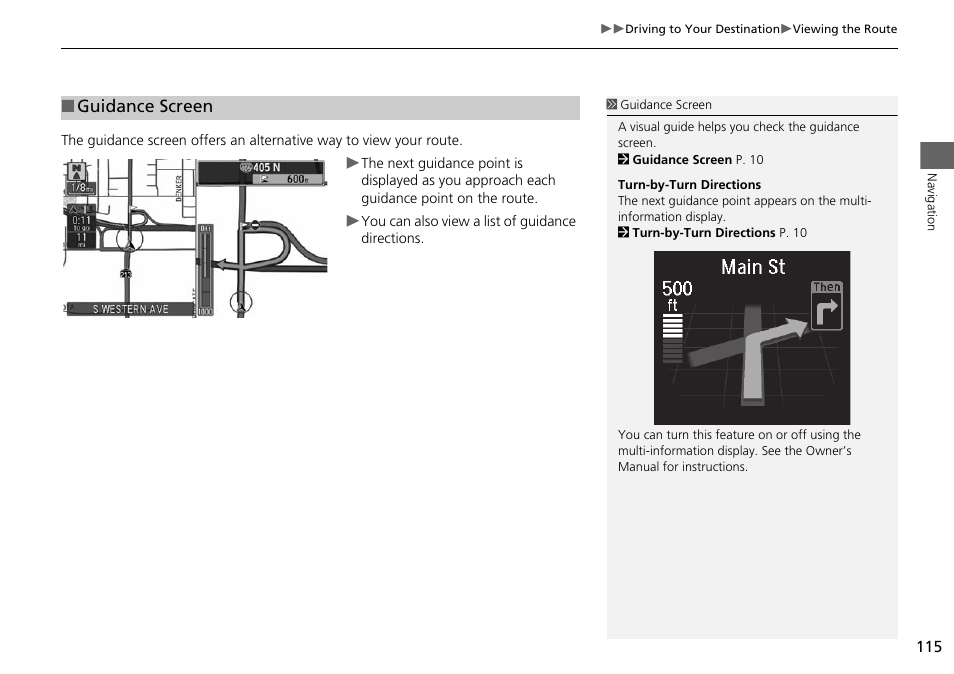 Guidance screen | Acura 2015 MDX - Navigation Manual (Without Software Update) Ver. ST02 User Manual | Page 116 / 341