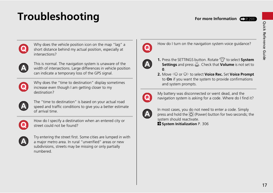 Troubleshooting for more information, Troubleshooting | Acura 2015 MDX - Navigation Manual (Without Software Update) Ver. ST02 User Manual | Page 18 / 341